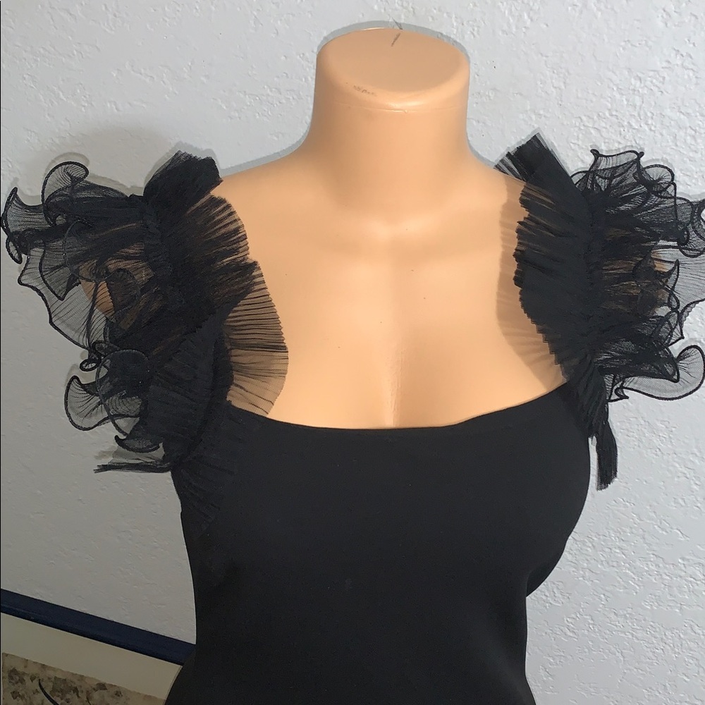Chic Black Ruffle Sleeve Mini Dress - Picture 6 of 10